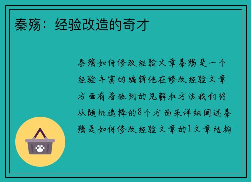 秦殇：经验改造的奇才