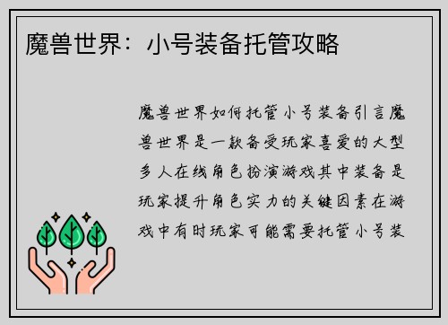 魔兽世界：小号装备托管攻略